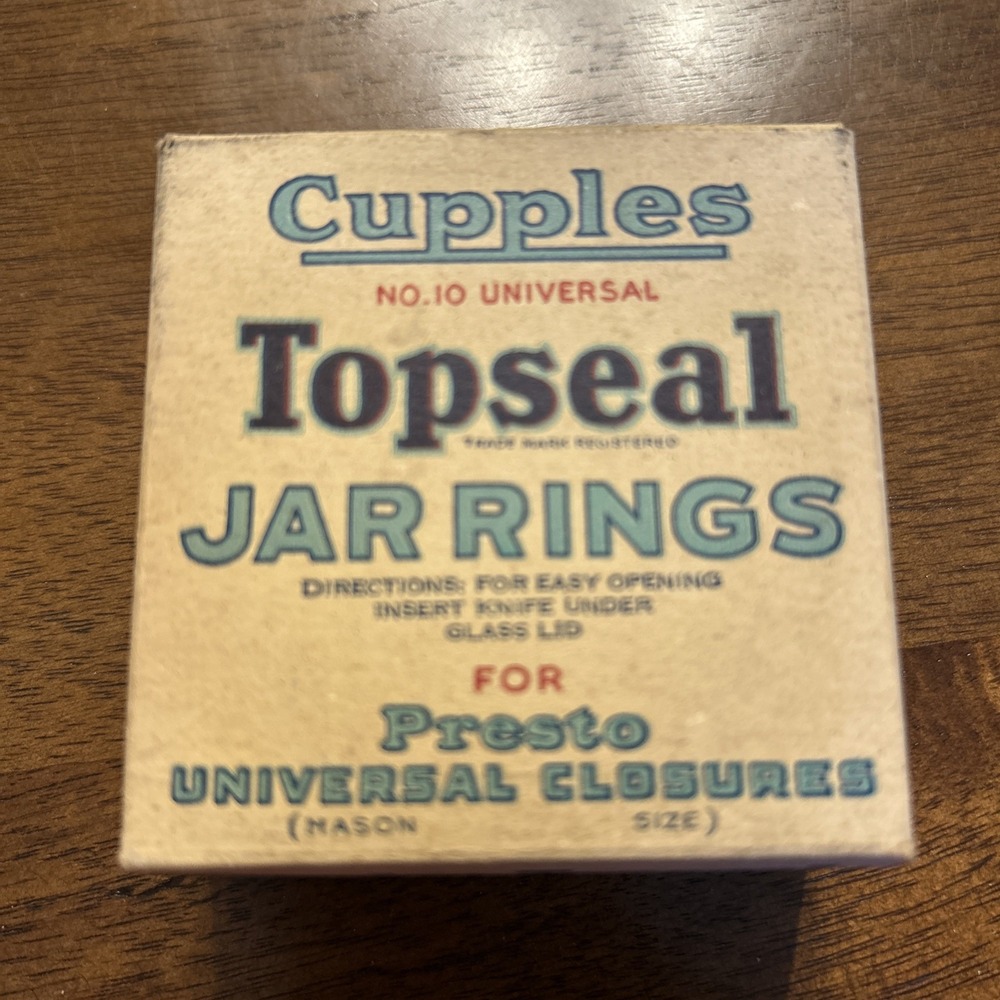 Vintage Cupples No. 10 Topseal Jar Rings Box Presto Universal Closures Mason 12+